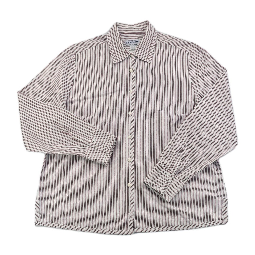 Pendleton Straight Contrasting Hemline Women's L Button Up Casual Dress‎ Shirt